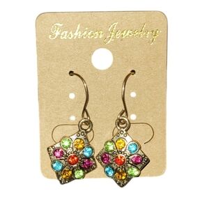 NWT Unbranded multi-colored gold based hook style earrings